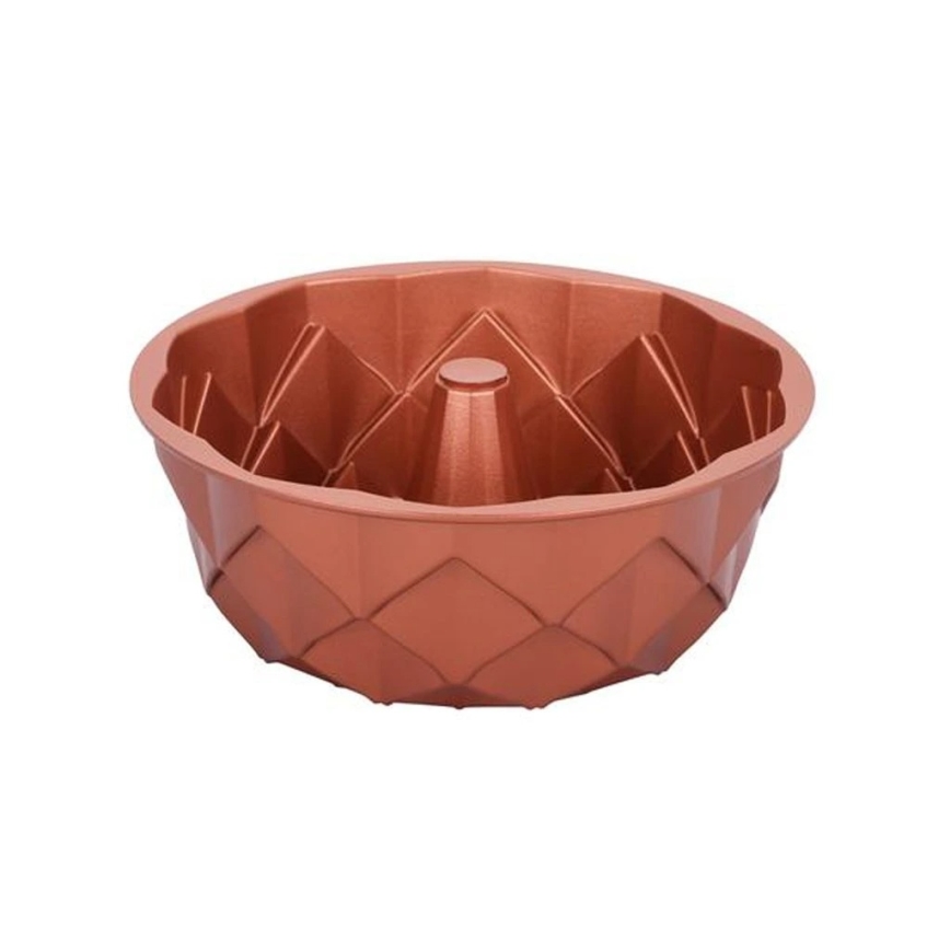 Kalup za kuglof KITCHISIMO 24 cm — dijamantni uzorak, bakrene boje