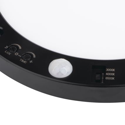 LED Stropna/ugradbena svjetiljka sa senzorom pokreta 2u1 ERGA LED/17W/230V 3000/4000/6500K crna