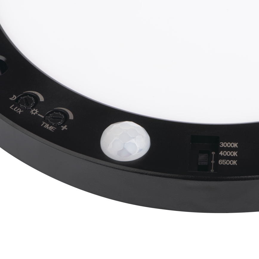 LED Stropna/ugradbena svjetiljka sa senzorom pokreta 2u1 ERGA LED/17W/230V 3000/4000/6500K crna