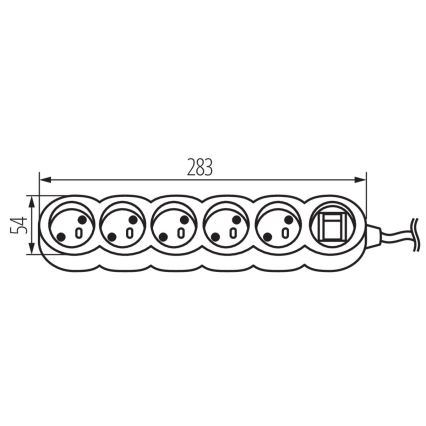 Kanlux 26512 - Produžni kabel LUNGA s prekidačem 3 m