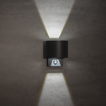 LED vanjska zidna svjetiljka s detektorom pokreta REKA LED/7W/230V IP54 antracitna okrugla