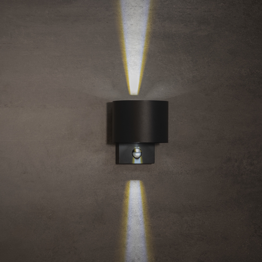 LED vanjska zidna svjetiljka s detektorom pokreta REKA LED/7W/230V IP54 antracitna okrugla
