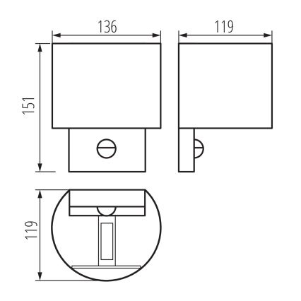 LED vanjska zidna svjetiljka s detektorom pokreta REKA LED/7W/230V IP54 antracitna okrugla