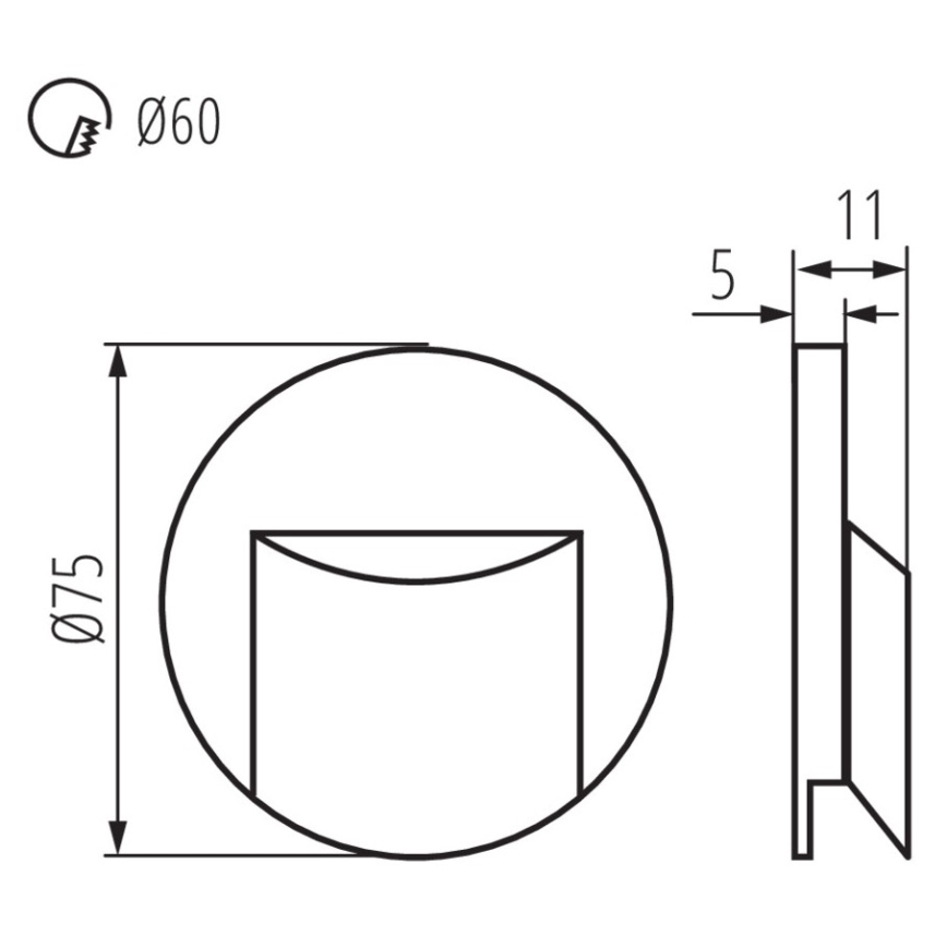 LED svjetiljka za stepenište ERINUS LED/0,8W/12V 3000K crna
