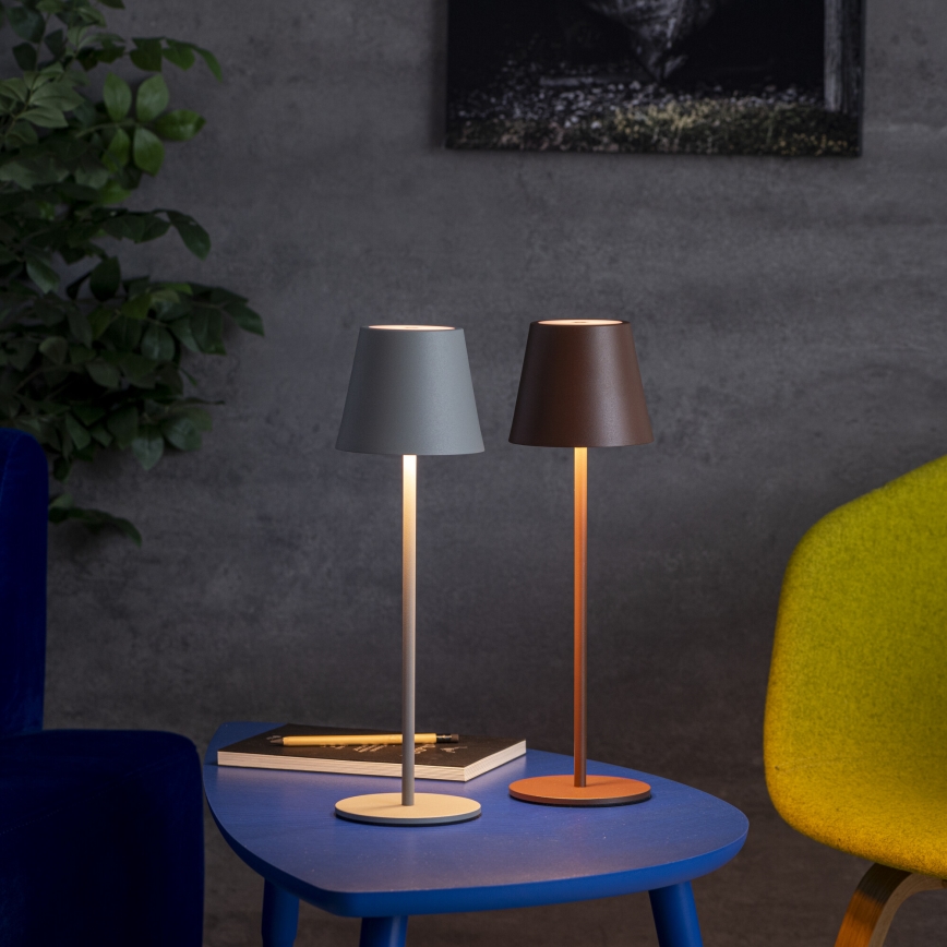 LED Prigušiva punjiva stolna lampa INITA LED/1,2W/1800 mAh IP54 siva