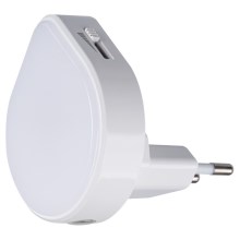 Kanlux 37396 - LED Prigušiva orijentacijska svjetiljka sa senzorom za dan/noć za utičnicu ULOV LED/0,5W/230V bijela