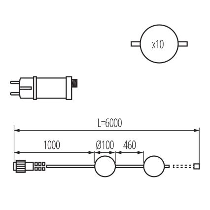 LED Vanjski dekorativni lanac GIRLANDA STONO 10xLED/10W/230V 6m IP67