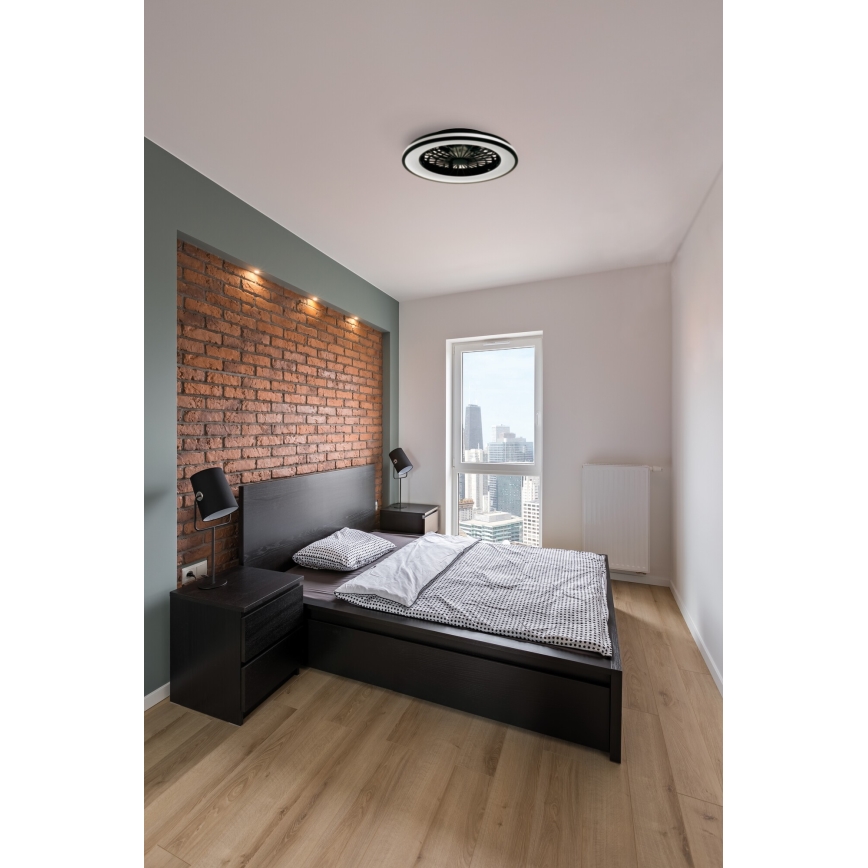 LED Prigušiva stropna svjetiljka s ventilatorom PLAVE LED/48W/230V 3000/4000/6500K + daljinski upravljač