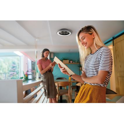 LED Prigušiva stropna svjetiljka s ventilatorom PLAVE LED/48W/230V 3000/4000/6500K + daljinski upravljač