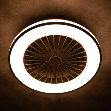 LED Prigušiva stropna svjetiljka s ventilatorom PLAVE LED/48W/230V 3000/4000/6500K + daljinski upravljač
