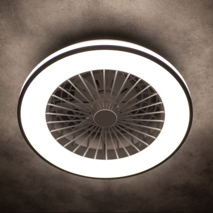 LED Prigušiva stropna svjetiljka s ventilatorom PLAVE LED/48W/230V 3000/4000/6500K + daljinski upravljač