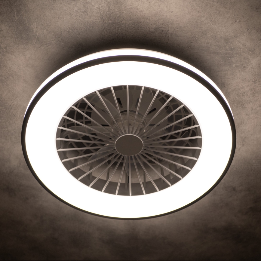 LED Prigušiva stropna svjetiljka s ventilatorom PLAVE LED/48W/230V 3000/4000/6500K + daljinski upravljač
