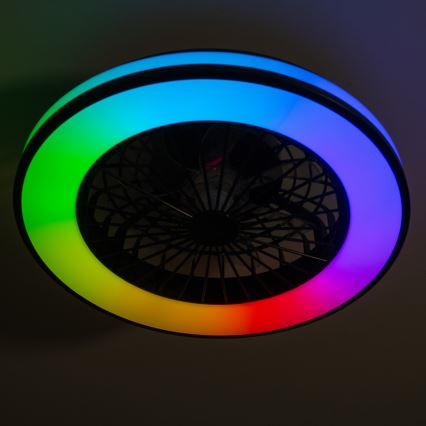 LED RGBW Prigušiva stropna svjetiljka s ventilatorom PLAVE LED/48W/230V 3000/4000/6500K + daljinski upravljač