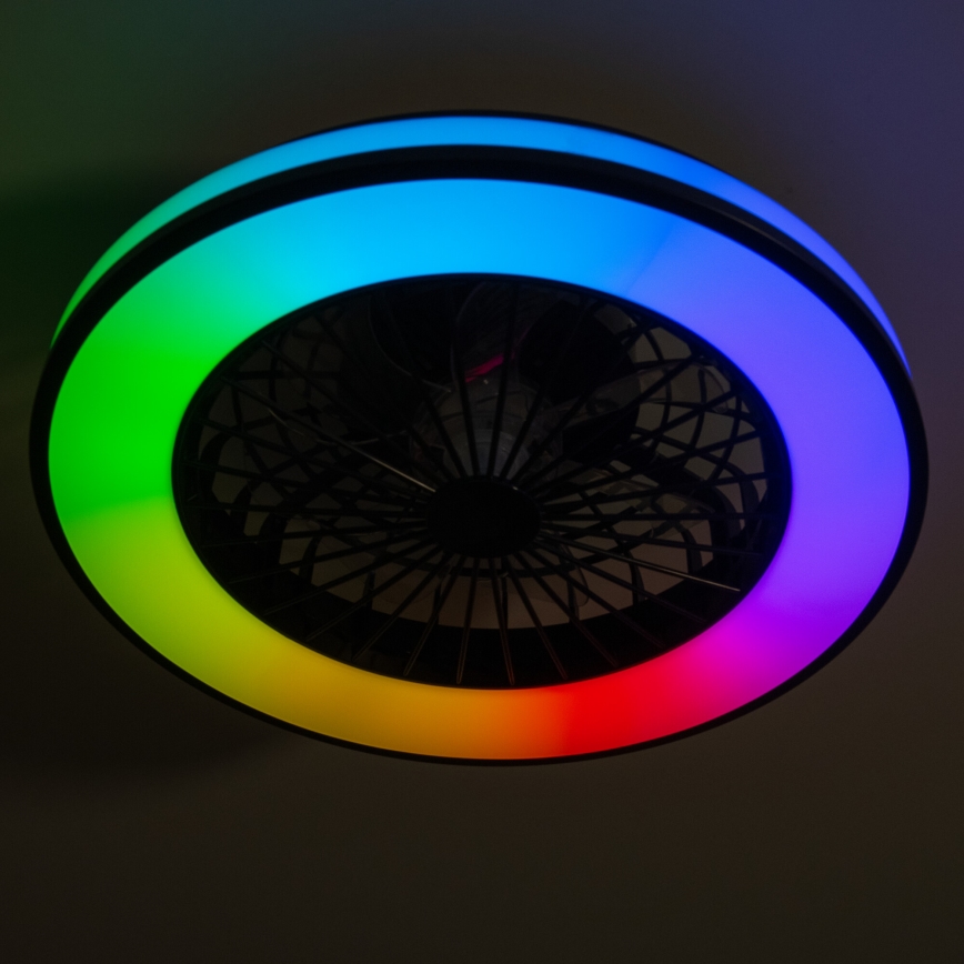 LED RGBW Prigušiva stropna svjetiljka s ventilatorom PLAVE LED/48W/230V 3000/4000/6500K + daljinski upravljač