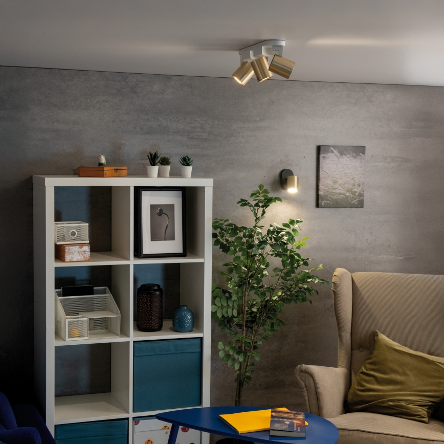 Zidna reflektorska svjetiljka LAURIN 1xGU10/10W/230V mesing/crna