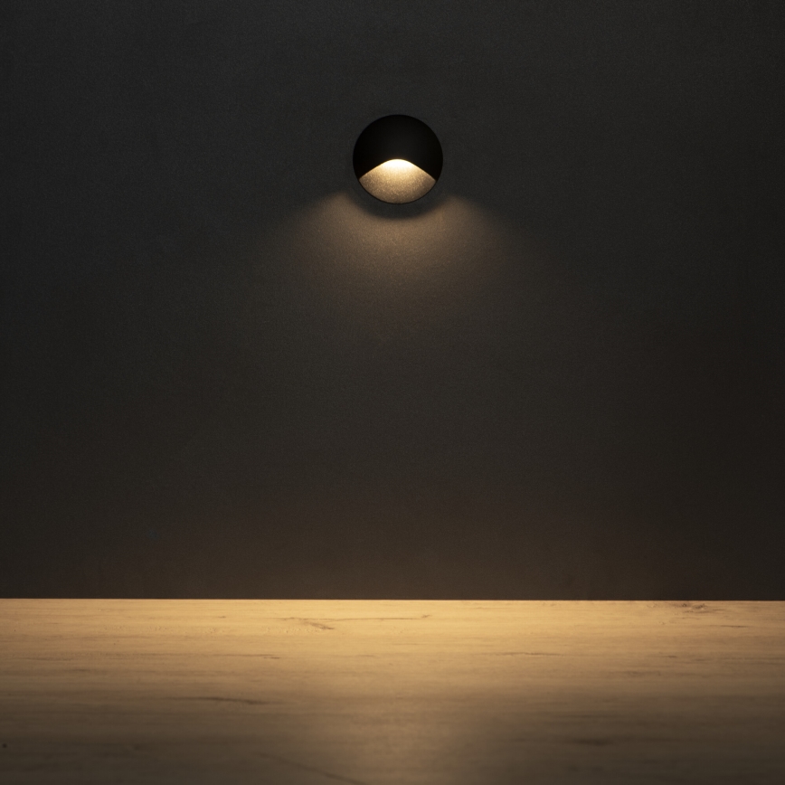 LED svjetiljka za stepenice EXIN LED/2,5W/230V 3000K IP65 crna okrugla