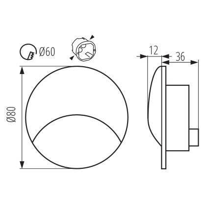 LED svjetiljka za stepenište EXIN LED/2,5W/230V 3000K IP65 antracit okrugla