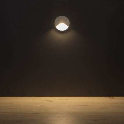 LED svjetiljka za stepenice s senzorom pokreta i sumraka EXIN LED/2,5W/230V 3000K IP65 bijela okrugla