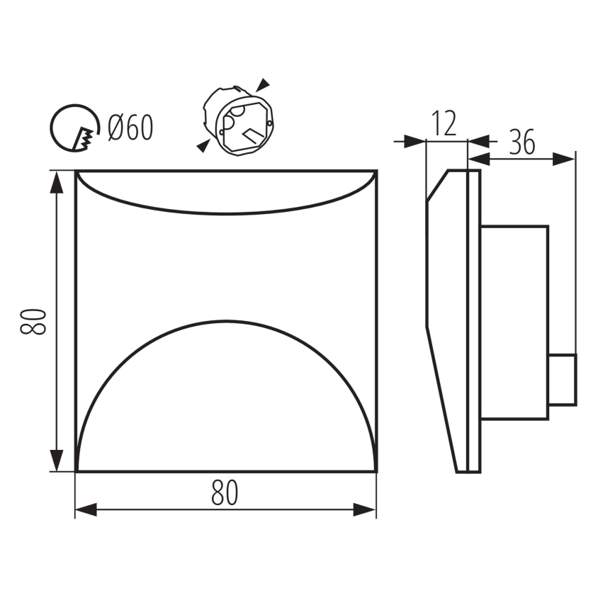 LED svjetiljka za stepenište EXIN LED/2,5W/230V 3000K IP65 antracitna kvadratna