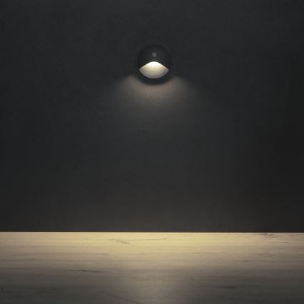 LED svjetiljka za stepenice s senzorom pokreta i sumraka EXIN LED/2,5W/230V 4000K IP65 okrugla antracitna