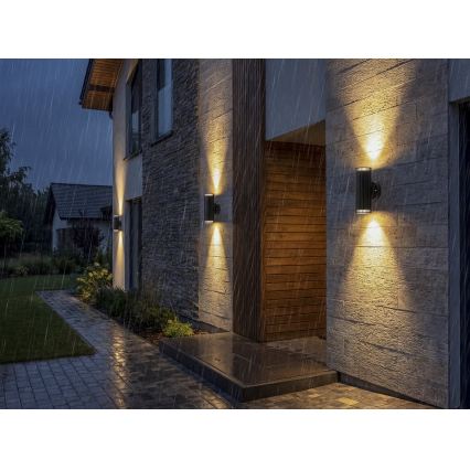 Vanjsko zidno reflektorsko svjetlo RADILO 2xGU10/11W/230V IP44 crno