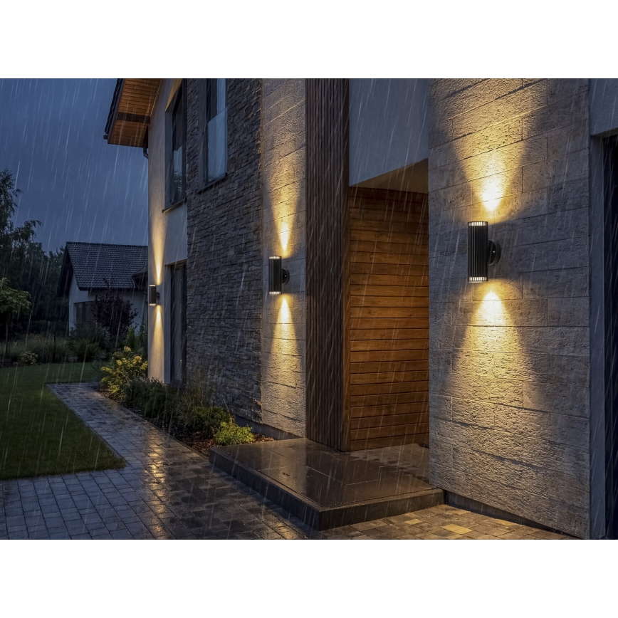 Vanjsko zidno reflektorsko svjetlo RADILO 2xGU10/11W/230V IP44 crno