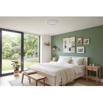 LED prigušivo stropno svjetlo LIXAN LED/47W/230V 3000-6500K Ø 38,6 cm bijelo/srebrno + daljinski upravljač