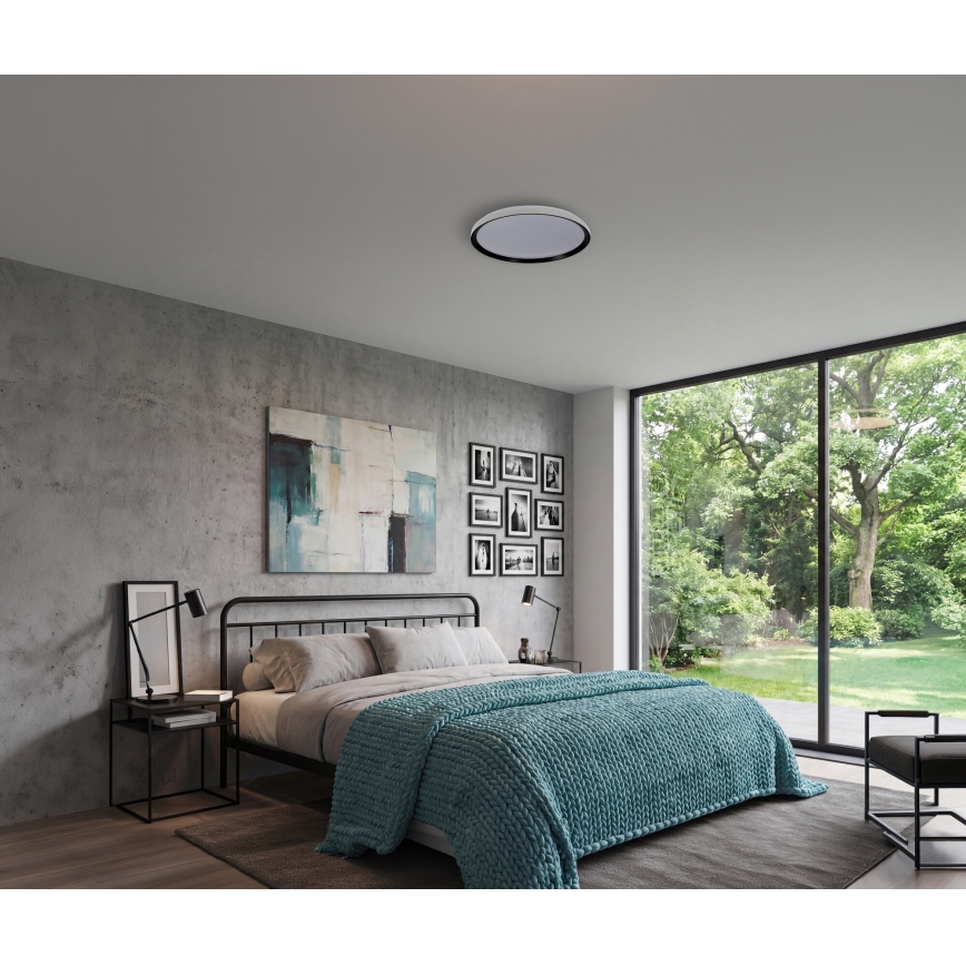 Prigušiva LED stropna svjetiljka LIXAN LED/47W/230V 3000-6500K promjer 38,6 cm bijela/crna + daljinski upravljač