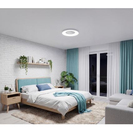 LED RGBW prigušivo stropno svjetlo s ventilatorom PLAVE PAN LED/24W/230V 3000-6500K promjer 48,5 cm bijela + daljinski upravljač