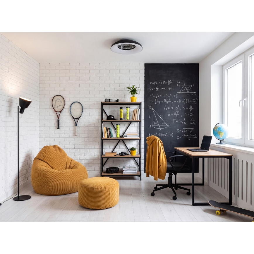 LED RGBW prigušivo stropno svjetlo s ventilatorom PLAVE PAN LED/48W/230V 3000-6500K promjer 60 cm crno + daljinski upravljač