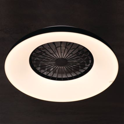 LED RGBW prigušivo stropno svjetlo s ventilatorom PLAVE PAN LED/48W/230V 3000-6500K promjer 60 cm crno + daljinski upravljač