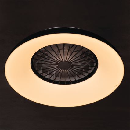 LED RGBW prigušivo stropno svjetlo s ventilatorom PLAVE PAN LED/48W/230V 3000-6500K promjer 60 cm crno + daljinski upravljač