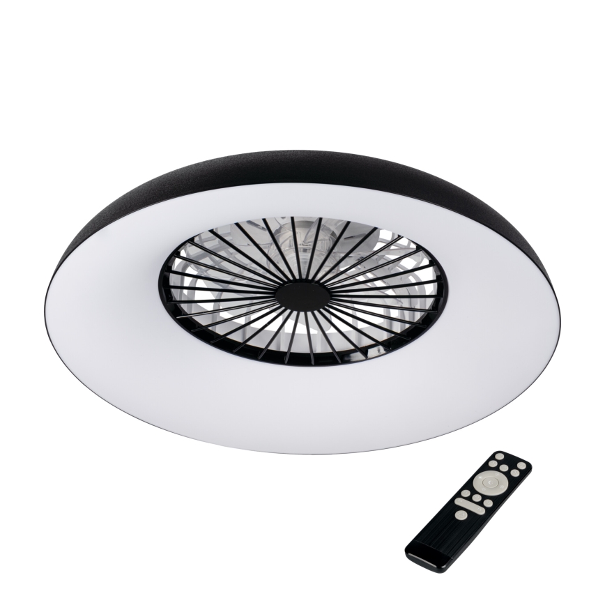 LED RGBW prigušivo stropno svjetlo s ventilatorom PLAVE PAN LED/48W/230V 3000-6500K promjer 60 cm crno + daljinski upravljač