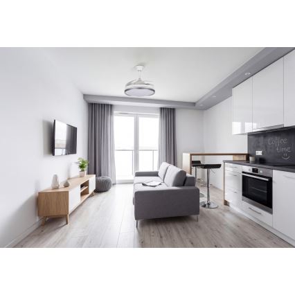 LED prigušivo stropno svjetlo s ventilatorom PLAVE LED/36W/230V 3000-6500K srebrno/bijelo + daljinski upravljač