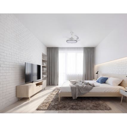 LED prigušivo stropno svjetlo s ventilatorom PLAVE LED/36W/230V 3000-6500K srebrno/bijelo + daljinski upravljač