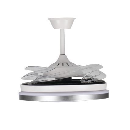 LED prigušivo stropno svjetlo s ventilatorom PLAVE LED/36W/230V 3000-6500K srebrno/bijelo + daljinski upravljač
