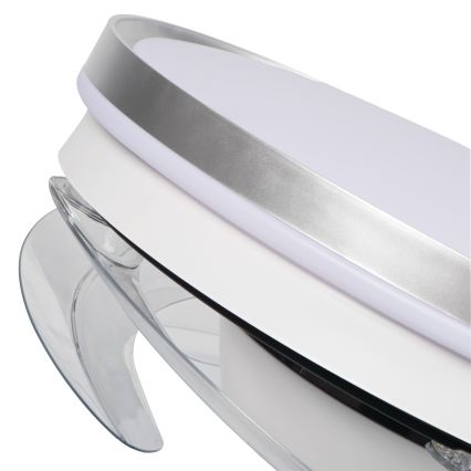 LED prigušivo stropno svjetlo s ventilatorom PLAVE LED/36W/230V 3000-6500K srebrno/bijelo + daljinski upravljač