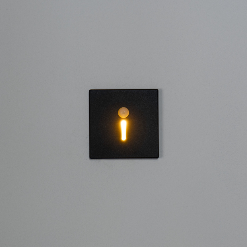 LED svjetiljka za stepenište s senzorom pokreta i sumraka MAGNIK LED/1,7W/230V 2700/3300/3900/4600/5700K crna četvrtasta