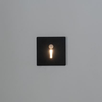 LED svjetiljka za stepenište s senzorom pokreta i sumraka MAGNIK LED/1,7W/230V 2700/3300/3900/4600/5700K crna četvrtasta
