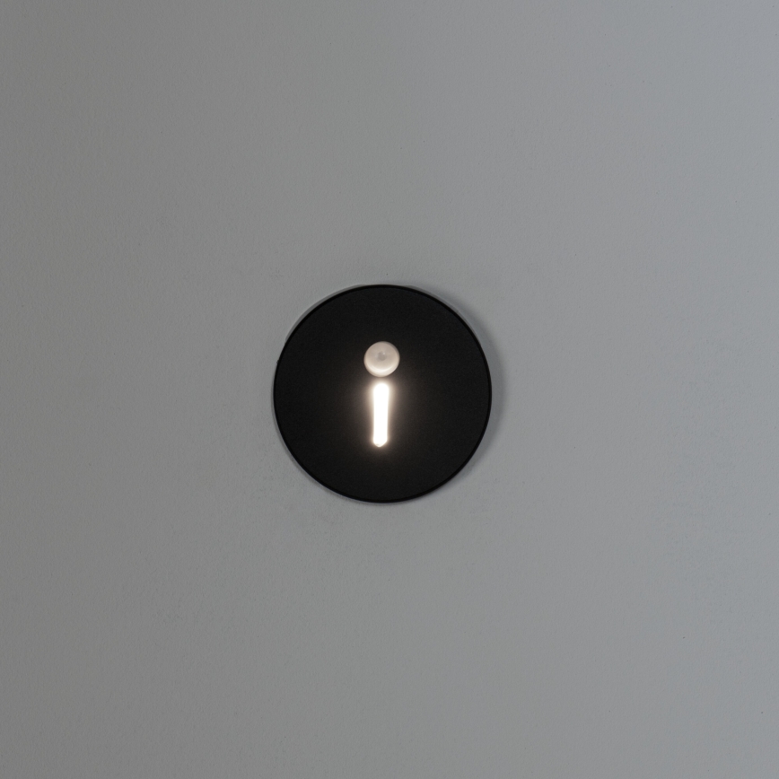LED svjetiljka za stepenište sa senzorom pokreta i sumraka MAGNIK LED/1,7W/230V 2700/3300/3900/4600/5700K crna okrugla