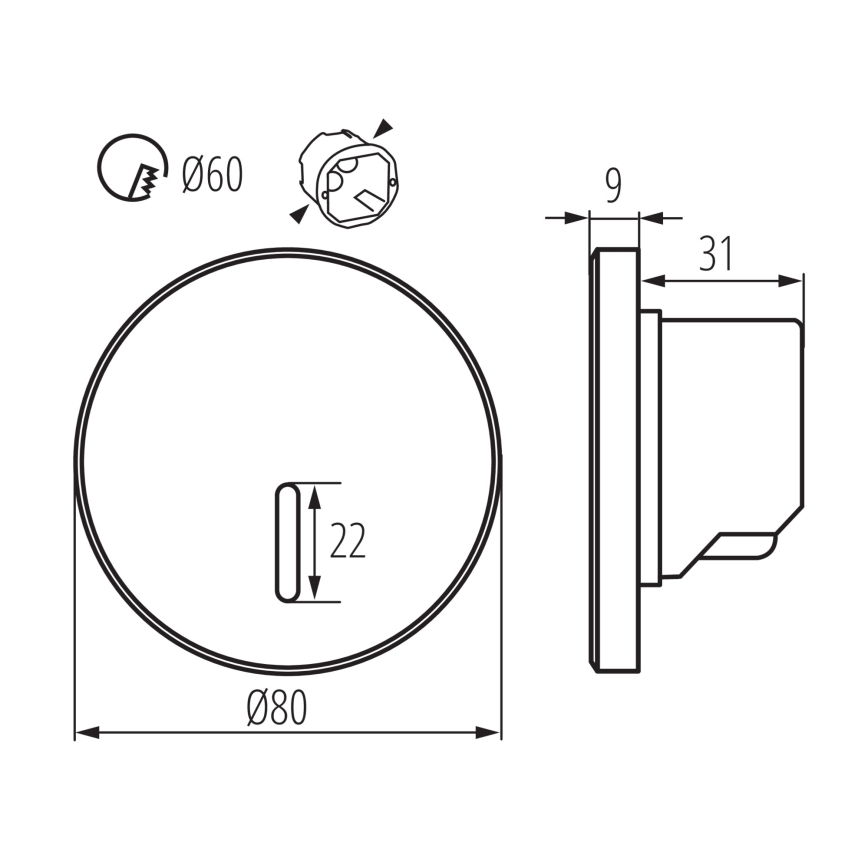 LED svjetlo za stepenište MAGNIK LED/1,7W/230V 2700/3300/3900/4600/5700K crno okruglo
