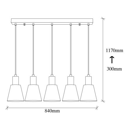 KEM viseći luster 5xE27/40W/230V crna