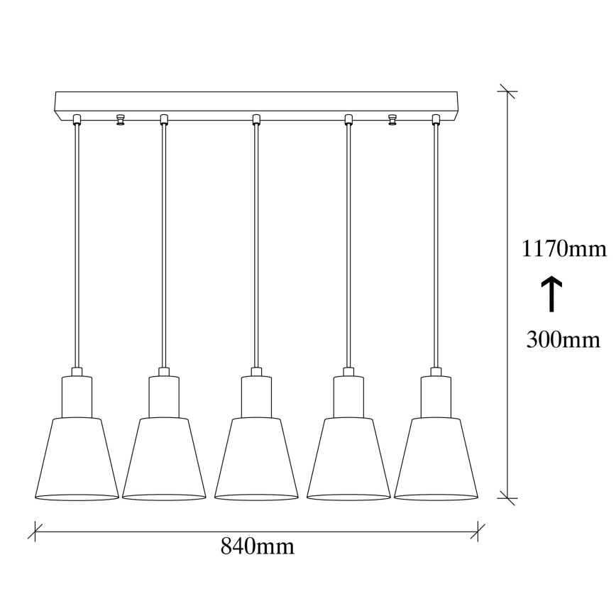 KEM viseći luster 5xE27/40W/230V crna