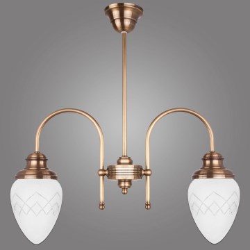 Kemar RI/2/M - Luster na štapu RINAMA 2xE27/60W/230V mesing