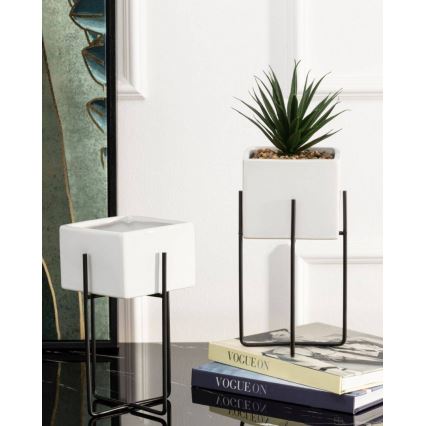 Keramička posuda za cvijeće MIZU 20,4x12,1 cm bijela/crna