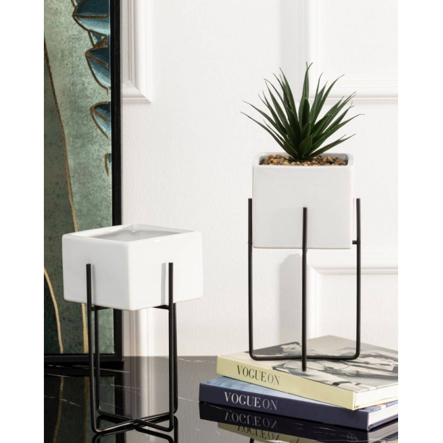 Keramička posuda za cvijeće MIZU 20,4x12,1 cm bijela/crna