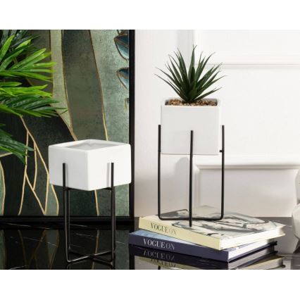 Keramička posuda za cvijeće MIZU 20,4x12,1 cm bijela/crna