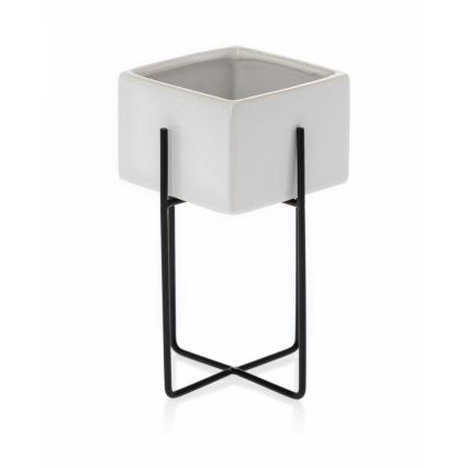 Keramička posuda za cvijeće MIZU 20,4x12,1 cm bijela/crna