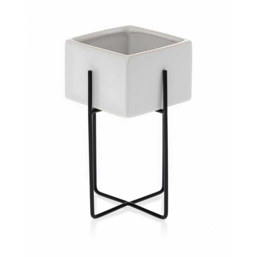 Keramička posuda za cvijeće MIZU 20,4x12,1 cm bijela/crna