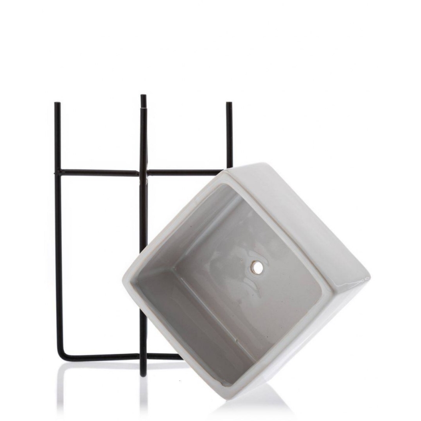 Keramička posuda za cvijeće MIZU 20,4x12,1 cm bijela/crna